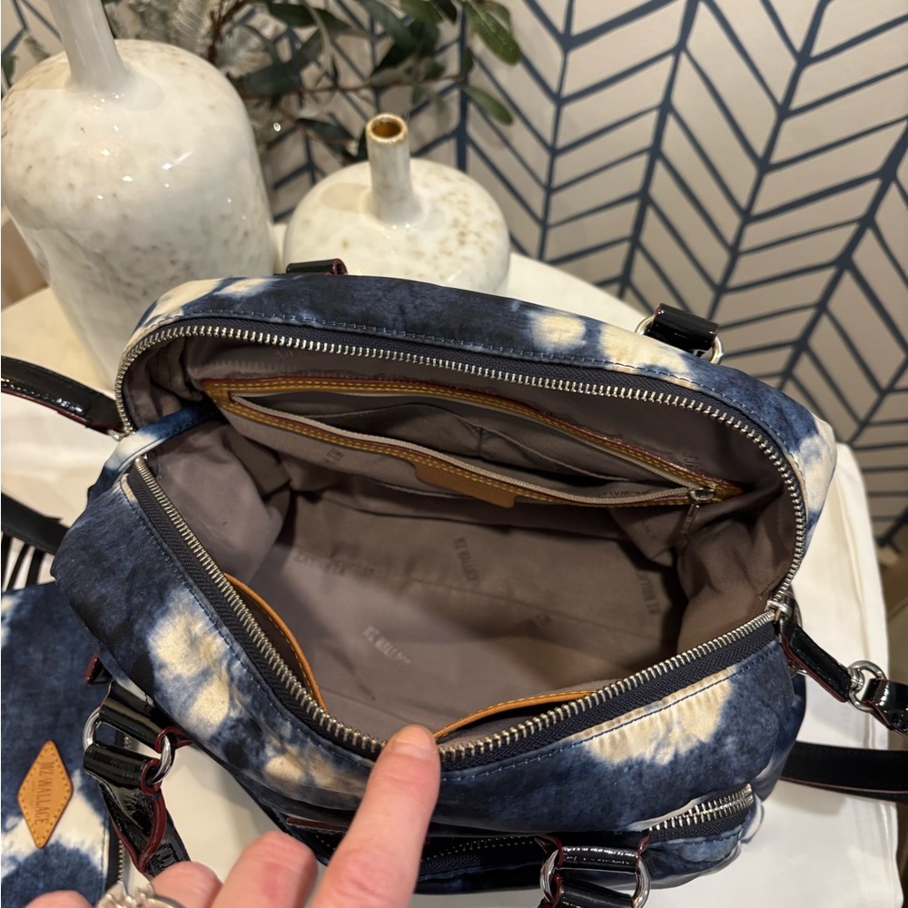 MZ Wallace Blue Tie-Dye Satchel/Crossbody/Handheld bag and Pouch Set w/dust Bag - Picture 11 of 12